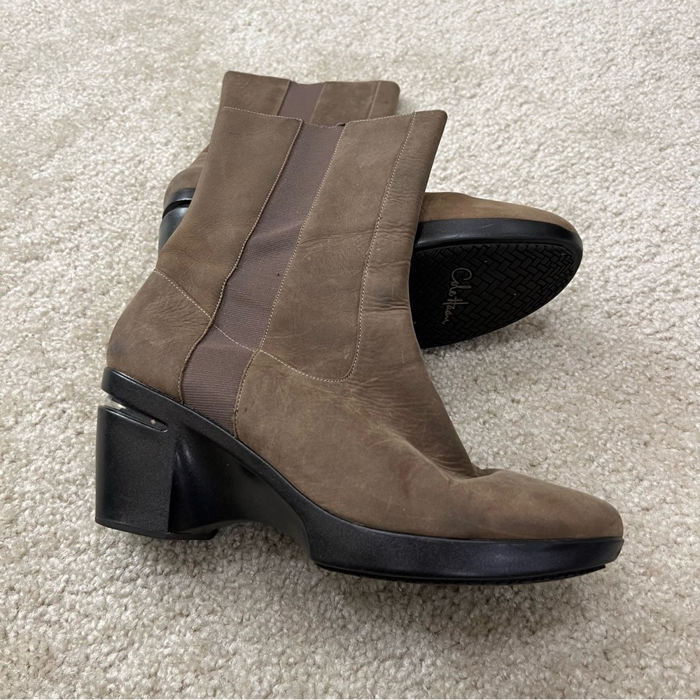 Cole Haan Air Sara Short Boots mid calf Olive Green Wm Sz 11 D29422 Pull On,